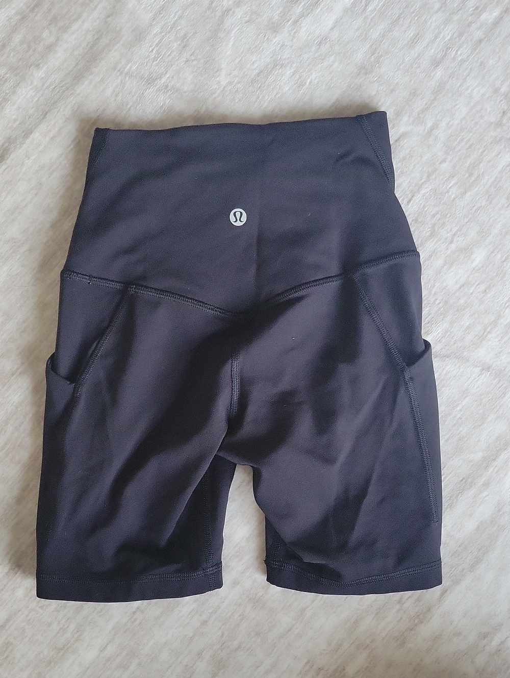 Lululemon High-Rise Black Women's Bike Shorts with Side Pockets. Size 2